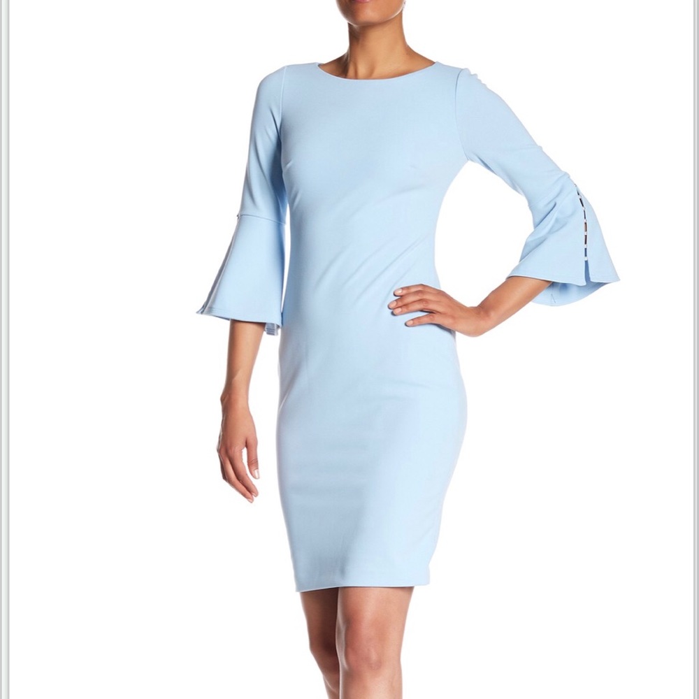 Calvin Klein Light Blue Bell Sleeve Dress